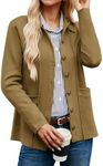 GRACE KARIN Women's Classic Long Sleeve Knit Cardigan Sweaters Casual Open Front Button Down Cardigan Olive Green 2XL