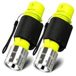 Garberiel 2 Pack Scuba Diving Flashlight Super Bright Dive Light 3 Modes Underwater Waterproof Torch for Scuba Diving, Night Snorkeling (Battery Not Include)