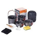 Naturehike Camping Cookware Set Aluminium, Improved Version with Hook, Easy Stackable Picnic Pot Camping Tableware for Backpacking, Hiking and Picnic Black Upgrade