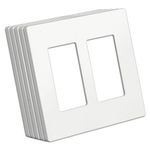 [5 Pack] BESTTEN USWP4 Matte White Series 2-Gang Decor Screwless Wall Plate, Decorator Outlet Cover, Decorative Faceplate Cover, 11.91cm x 12.01cm, for Light Switch, Dimmer, USB, GFCI, Receptacle