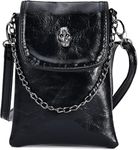 Ecohaso Women Cross Body Phone Bag, Ladies Gothic Shoulder Bags Skull Wristlet Handbags Waterproof Multifunctional Pouch Bag with Adjustable Strap (Black)