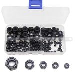 binifiMux 130Pcs Black Nylon Inserted Hex Self Locking Nuts Assortment Kit,M3/ M4/ M5/ M6/ M8 Black Self Clinching Nuts Assortment Kit