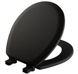 MAYFAIR 841EC 047 Cameron Toilet Seat Will Never Loosen and Easily Remove, Round, Durable Enameled Wood, Black