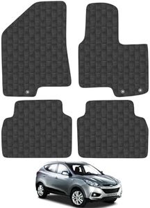 Car Mats for Hyundai iX35 (2010-2015) Tailored Fit Rubber Floor Mat Set Accessory Black Custom Fitted 4 Pieces with Clips - Anti-Slip Backing, Heavy Duty & Waterproof