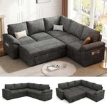 85 Inch Sectional Sleeper Sofa with Pull Out Bed, L Shaped 5 Seat Modular Sectional Sofa with Storage, Pullout Sectional Couches for Apartment Cloud Modular Couch for Living Room (Darkgray, 5 Seat)