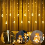 Desidiya® Decorative Wish Ball Orbs LED Curtain Lights - 2.5 M, Globe Curtain Lights for Diwali, Christmas, Wedding, Warm White Light Plastic 98.42 Inches (Pack of 1)