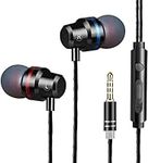 HIFI Earphones | HIFI Super Bass Earphones | Noise Isolating Ear Buds 3.5mm Jack Tangle-Free Cord | Earphones With Mic | for iPhone, iPod, iPad, MP3, HUAWEI, Samsung. (Black)