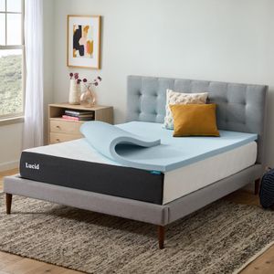 LUCID Queen Gel Memory Foam Mattress Topper, 2 Inch