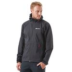 Berghaus Men's Stormcloud Waterproof Jacket with AQ™2 Fabric and Fully Adjustable Hood, Packable Rain Jacket, Black, L