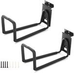 Slatwall Hose Hooks, Heavy Duty Garage Storage Utility Tool Double Holder Bike Hanger Organizer for Bicycle Ladder and Folding Chairs (2 Pack, Black)