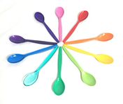 Harfield Pack of 10 Multicoloured Teaspoons Virtually Unbreakable Reusable Polycarbonate Plastic