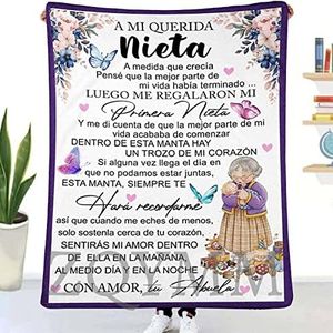 Manta De Franela Suaves Personalizadas,Mantas para Mi Nieta De Abuela Carta De Abuela Fuzzy Throws,Edredones con Letras Impresas,Personalizado Regalos De Cumpleaños Navidad,A mi Nieta2,130*150CM