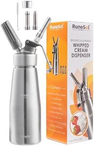 Runesol Sahnespender 500ml, Professionelle Sahnesyphon für Nachspeisen, Sahnesiphon mit 3 Edelstahl Deko-Düsen, Schlagsahne Sprühdose und Espuma Flasche, Aluminium Whipped Cream Dispenser