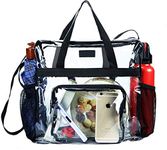 Clear Bags Stadium Approved,See Through Tote Bag+Shoulder Strap Large Transparent Bag for Work, Sports Games and Concerts