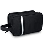 Toiletry Bag, Toiletry Wash Bag for Men, Waterproof Portable Travel Makeup Organizer for Women, Dry & Wet Separation Wash Bag Cosmetic Bag Bathroom Toiletries Organizer (L, Black)