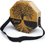 POGOLAB Two-tone Cajon, Portable Travel Wooden Drum with Adjustable Strap, Easy to Carry, Unique Appearance, Beautiful Percussion Instrument (Natural Brown)