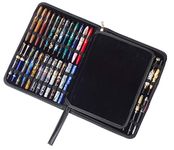 48 Fountain Pen Case PU Leather, Rollerball Pen Display Holder Bag, Pouch Large Capacity for Your Collection - Black