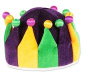 Beistle 60000 Plush Jester Crown, Green/Yellow/Purple