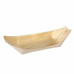 LOVMUTD Wooden Serving Dishes Disposable Serveware for Food Display Unique Wood Boat Shape Sushi Plate Ideal for Restaurants and Caterers, Home Parties - Wood Bowls Takeout Tray(5 Inches,100 Pcs)