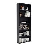 Panana Extra Large Bookcase, 5/6 Tier Wooden Cube Shelves Soild Wood Bookself Storage Organizer Display Shelf Free Standing Unit For Living Room Home Office (Black, 6 Tier)