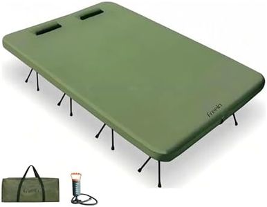 Freein Double Camping Cot with 7 PSI Inflatable Mattress Combo, Queen Size Modular 2-in-1 Sleep System, Dual-Height Adjustable, 16-Point Stable Frame Supports 820lbs, Portable SUV & Tent Bed