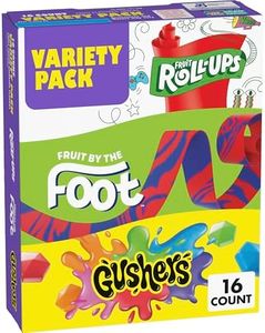 Fruit Roll-Ups, Fruit by the Foot, Gushers, Snacks Variety Pack, Kids Snacks, Halloween Candy Alternative, 16 ct