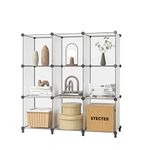 GIMTRR Closet Organizers, 9 Cubes Storage Shelf, Meuble de Rangement, Portable Closet Storage Shelves, Closet Organizers and Storage, Kids Bookcase Bookshelf for Bedroom, Office, Clear