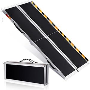 Garvee 5 FT Wheelchair Ramp,Non-Slip Aluminum Folding Wheelchair Ramp,Door Threshold Portable Wheelchair Ramps for Home, Wheel Chair Ramp for Home Steps, Scooter Ramp for Car, Doorways, Curbs, Stairs