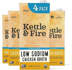 Low Sodium Chicken Broth - Pack of 4 - Organic Cooking Stock, Real Bones Not Powder, Protein, Keto, Paleo, GF, Whole 30 Diet Friendly, Natural Soup Base, 32 oz Liquid Cases