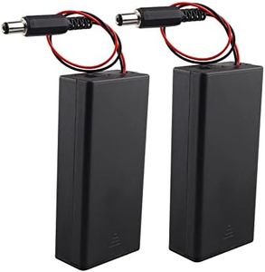 HALJIA 2PCS 2 × 3.7V 18650 Battery Holder with Cover, 2 x 18650 7.4V Plastic Battery Storage Box with ON/OFF Switch and DC Plug 5.5 × 2.1MM 2 Solts Holder Case for 3.7V 18650 Battery