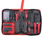 Hi-Spec 9pc Network Cable Tester Tool Kit Set for CAT5, CAT6, RJ11, RJ45. Ethernet LAN Crimper, Punchdown, Coax Stripper & More