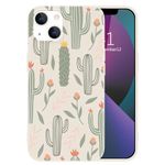 MAYCARI Cute Cactus Pattern Phone Case for iPhone XR, White Liquid Silicone Girly Cases, Cartoon Soft Gel Rubber Full-Body Protective Microfiber Lining Shockproof Cover for Boys, Women, Men