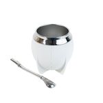 MATERO Stainless Steel Calabash Gourd with Bombilla Straw – Double Wall, Non Slip Base, Removable Filter Straw, Dishwasher Safe – Durable Thermal Cup for Yerba Mate and Herbal Tea – White