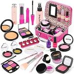 Kids Pretend Makeup Kit for Girl - Pretend Play Beauty Set with Cosmetics Bag Fake Makeup Princess Toys for Little Girls Christmas Birthday Gifts (Not Real Makeup)