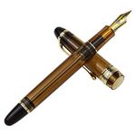 Lanxivi Yongsheng 699 Vaccum Filling Fountain Pen Medium Nib, Brown Translucent Acrylic Paper Box Set