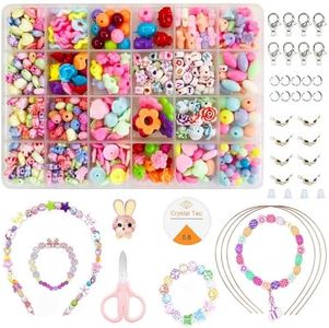 VAIYNWOM Abalorios para Hacer Pulseras Niñas, Juguete de Cuentas de Niños para Enhebrar Collares, Perlas Juego de Regalo para Niña 4+ Años, 24 Cuadrículas, Mixto y a Juego Estilo