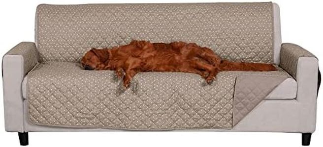 Furhaven Sofa Slipcover Water-Resistant Reversible Polka Paw Print Furniture Protector Cover - Biscuit Brown, Sofa