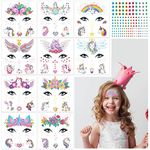 10 Sheets Unicorn Face Tattoos TAROME Girls Unicorn Temporary Tattoos Kids Waterproof Tattoo Stickers for Kids Children Carnival Cosplay Unicorn Birthday Party Gift Bag Filler Favor