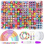 DIYDEC 480PCS Polymer Clay Beads, 24 Style Cute Fruit Flower Heart Mushroom Clay Beads Charms for Jewelry Necklace Earring Making, DIY Bracelet Making Kit Accessories for Women Girls