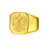 Bishilin Men Ring Stainless Steel, Ring Gothic Eagle High Polished Signet Ring Square Men Ring Gold Friendship Rings