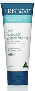 TriShave 3in1 Anti-Rash Shave Creme for Men (Sensitive Skin Shaving Cream with Tea Tree Oil), 100 Grams