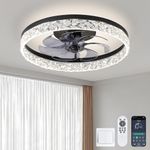 Mcestna 20 Inch Ceiling Fans with Lights and Remote, 3000K-6500K Intelligent Embedded bladeless Ceiling Fan,Adjustable Color Temperature and Brightness and 6 Wind Speeds