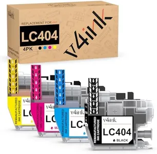 v4ink Compatible LC404 Ink Cartridge Replacement for Brother LC404 LC-404 LC404BK LC404C LC404M LC404Y Ink Set for Brother MFC-J1205W MFC-J1205WXL MFC-J1215W Color Printer - Black Cyan Magenta Yellow