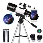 Telescope for Kids and Beginners, HD High Magnification Refractor Telescope, 70mm Larger Aperture 300mm Astronomy Refractor Telescope for Adults Kids and Beginners