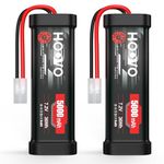 HOOVO 7.2V NiMH Battery 5000mAh 6 Cell RC Battery for RC Cars Aeroplane Helicopter Boat Buggy Model Making Cars Aeroplane Toy 2 Packs