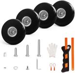 Luggage Wheels Replacement Set 4PC 2in/50mm Bearings Roller 14mm Thick PU Wheels with 3 Length Axles Fit 6mm&8mm Shaft Slot Full Set Repair Tool for Spinner Suitcase Trolley Bag Draw-bar Travel Box