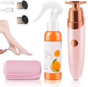 Electric Foot Callus Remover Kit with 3-Speed Adjustable Settings, Portable Feet Sander for Dead Skin, Heel Remover Tool with LED Light, Includes Foot Spray, Storage Case & 60 Sandpaper Discs-Pink