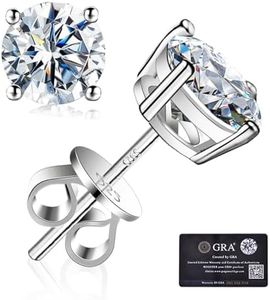 Moissanite Stud Earrings 2.0CT D Color,GRA 925 Sterling Silver Earrings for Men 18K White Gold Plating Earrings for Women,wedding earrings(1.0ct*2)
