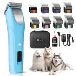 FuzzyFix Professional Dog Clippers for Grooming - 2 Speed Pet Grooming Kit for Thick Curly Matted Coats - Low Noise Heavy Duty Cordless Hair Trimmer with Detachable Metal Blade for Animal/Pet/Horse