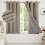 Deconovo Full Blackout Curtains Faux Linen Thermal Curtains with Coating, Energy Saving Eyelet Curtains, Thick Room Darkening Curtains for Kids room, 46 x 54 Inch(Width x Length), Linen, One Pair